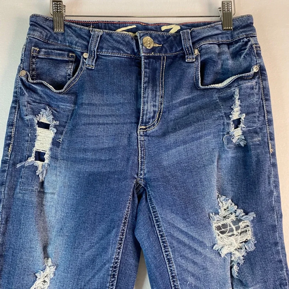 Seven7 Distressed Jeans‎ Womens Slim Straight Leg Medium Wash Denim Size 10 EUC